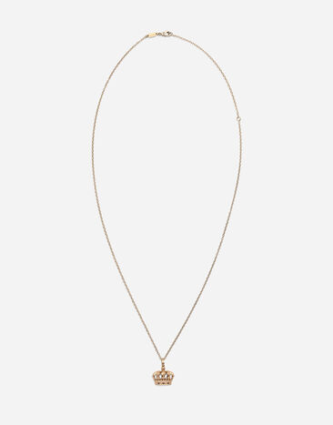 Dolce & Gabbana Pendentif Crown avec couronne en or blanc et diamants noirs Jaune WAQP2GWSAP1