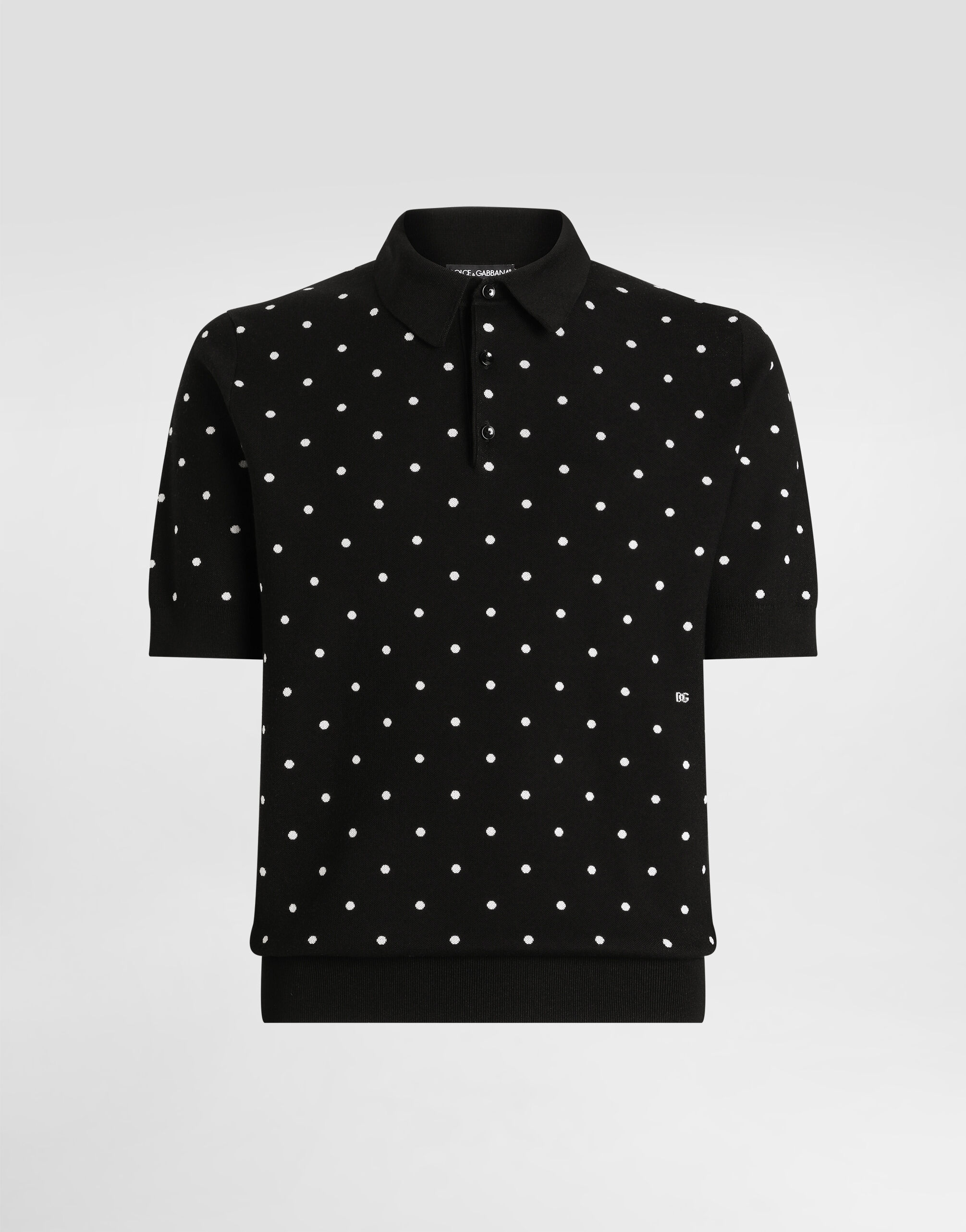 DOLCE&GABBANA ニットポロ Short-sleeved cotton knit polo-shirt in White for Men