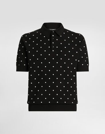 Dolce & Gabbana Polo de seda con lunares jacquard Multicolor GXZ02TJBSLA
