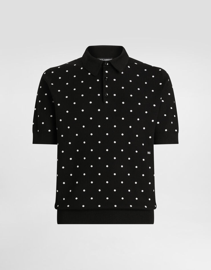 Dolce & Gabbana Polo de seda con lunares jacquard Multicolor GXZ02TJBSLA