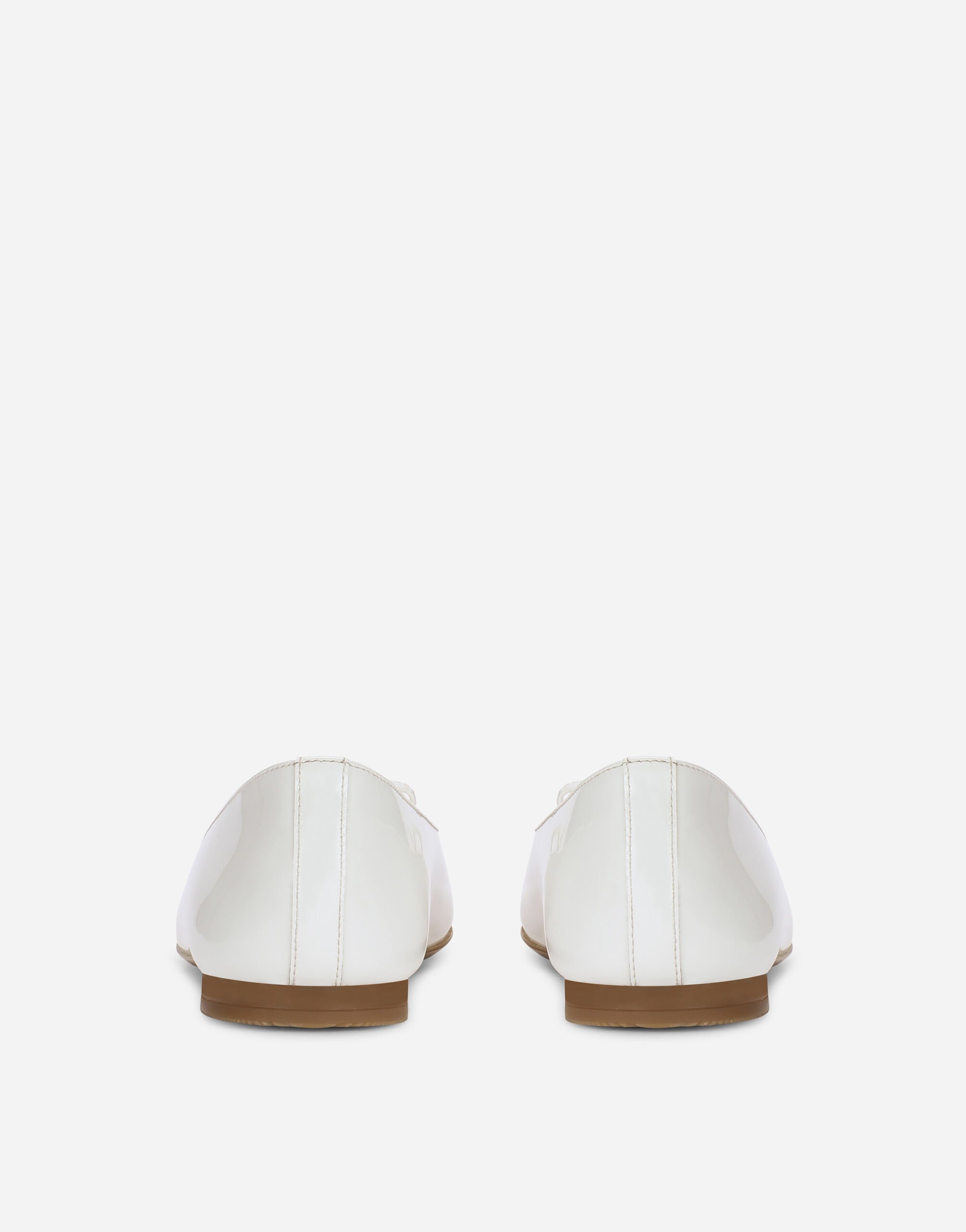 Patent leather ballet flats with metal DG logo in White for