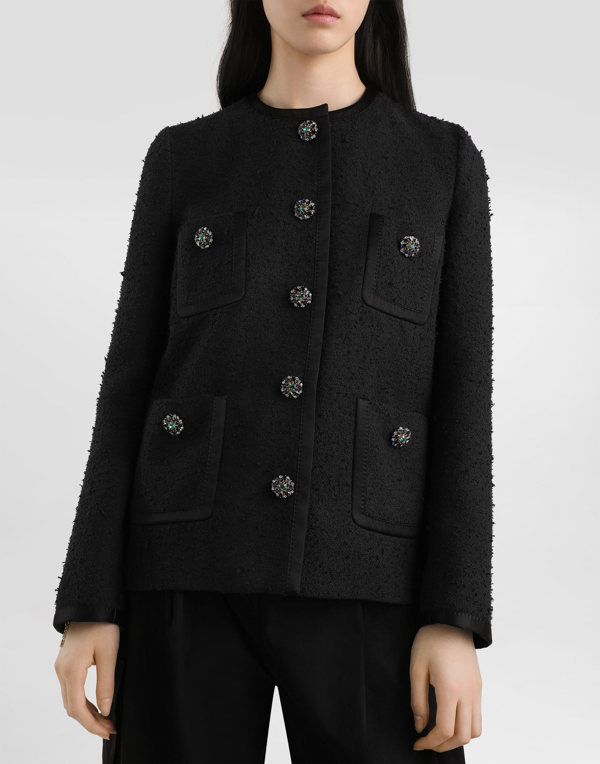 【DOLCE&GABBANA】D&G ブラック ボタン付きジャケット Blackのウィメンズ レイチェル バスケットウィーブ ジャケット