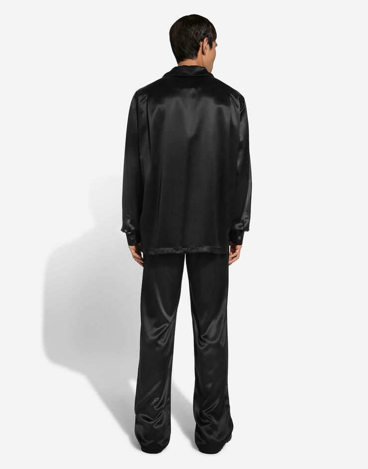 Dolce & Gabbana قميص حرير أسود G5LF6TFU1AU