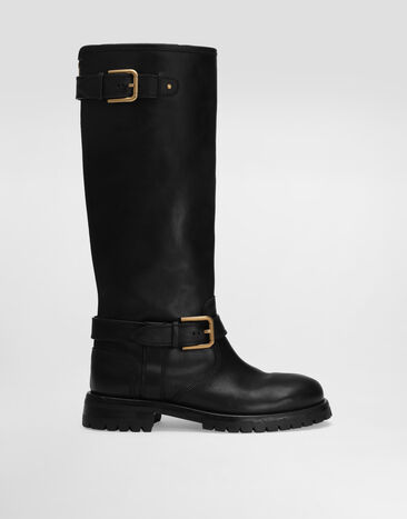 Dolce & Gabbana Calfskin biker boots Black CU1213AW352