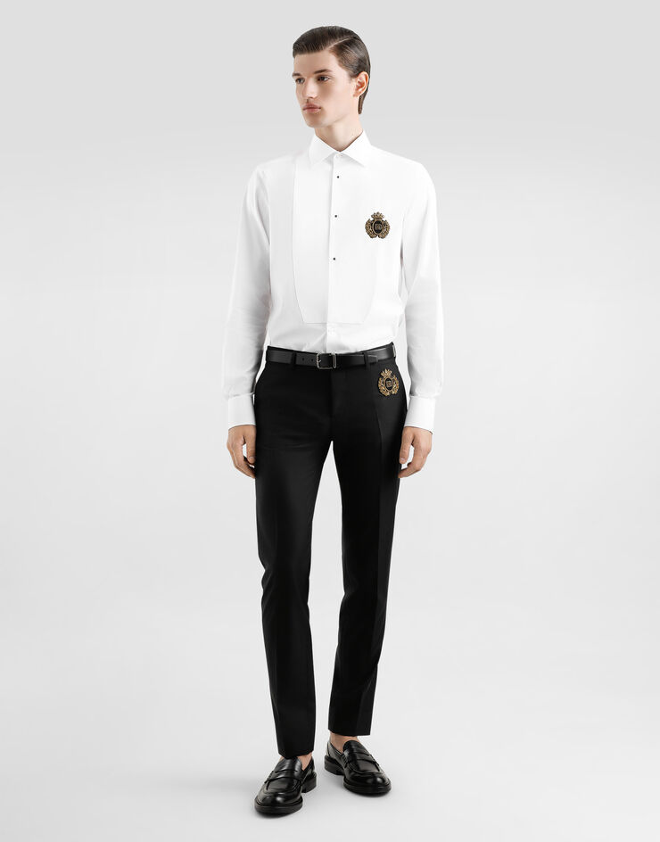 Dolce & Gabbana Sartoriale Hose mit Bundfalten aus Wolle und Seide Schwarz GY5UMZFU3H1