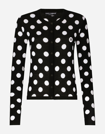 Dolce & Gabbana Wool and silk cardigan with polka-dot inlay Print FXX06TJCVYK