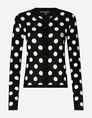 Dolce & Gabbana Wool and silk cardigan with polka-dot inlay Print FXX31TJBSJF