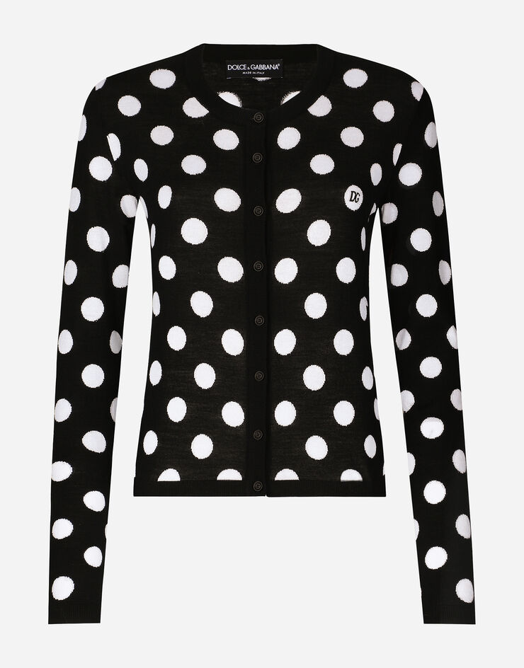 Dolce & Gabbana Wool and silk cardigan with polka-dot inlay Print FXV28TJCVYK