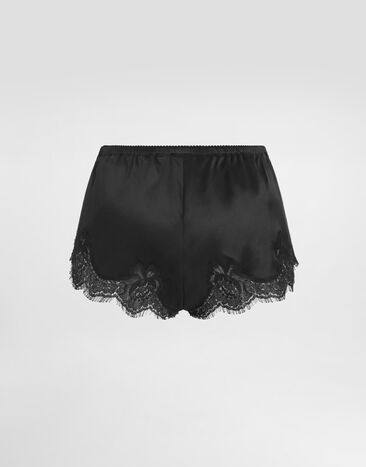 Dolce & Gabbana Satin lingerie shorts with lace detailing Black O3A02TONO13