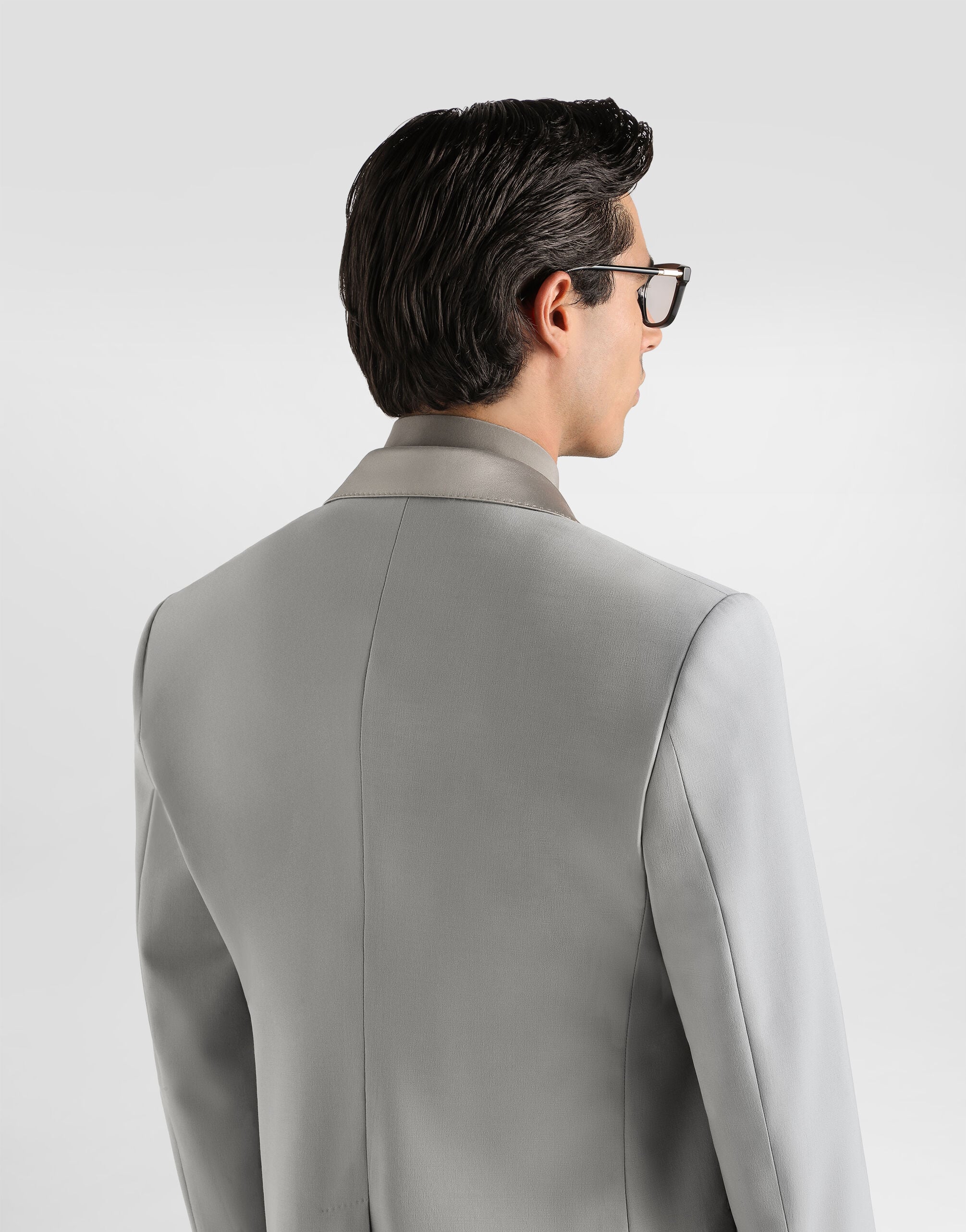 Sicilia light single-breasted micro-rib tuxedo jacket in Grey for