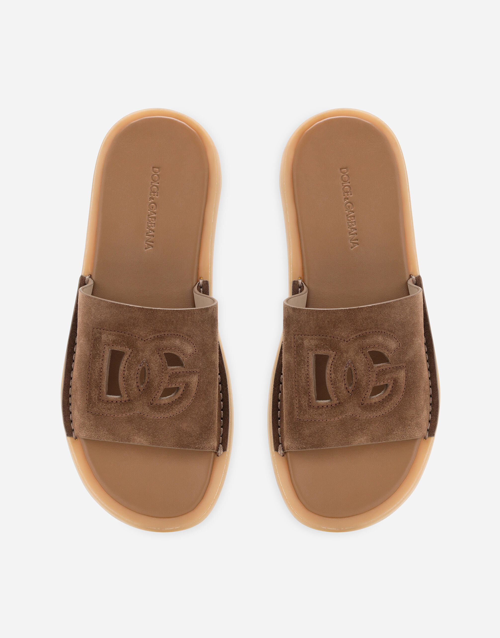 Suede sliders in Brown for Men Dolce Gabbana US