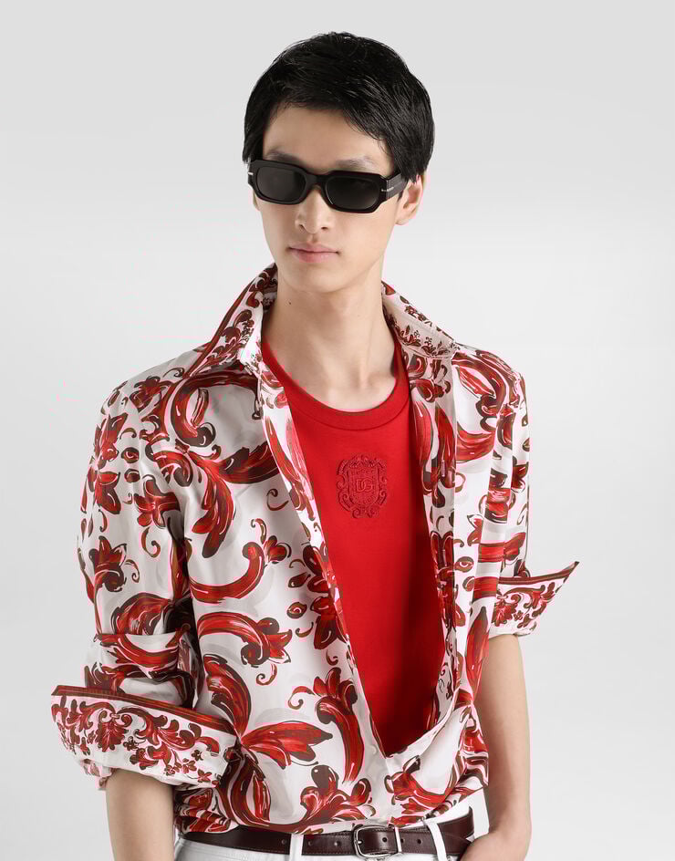 Dolce & Gabbana Majolica-print poplin martini shirt Multicolor G5ML1TFI5OF