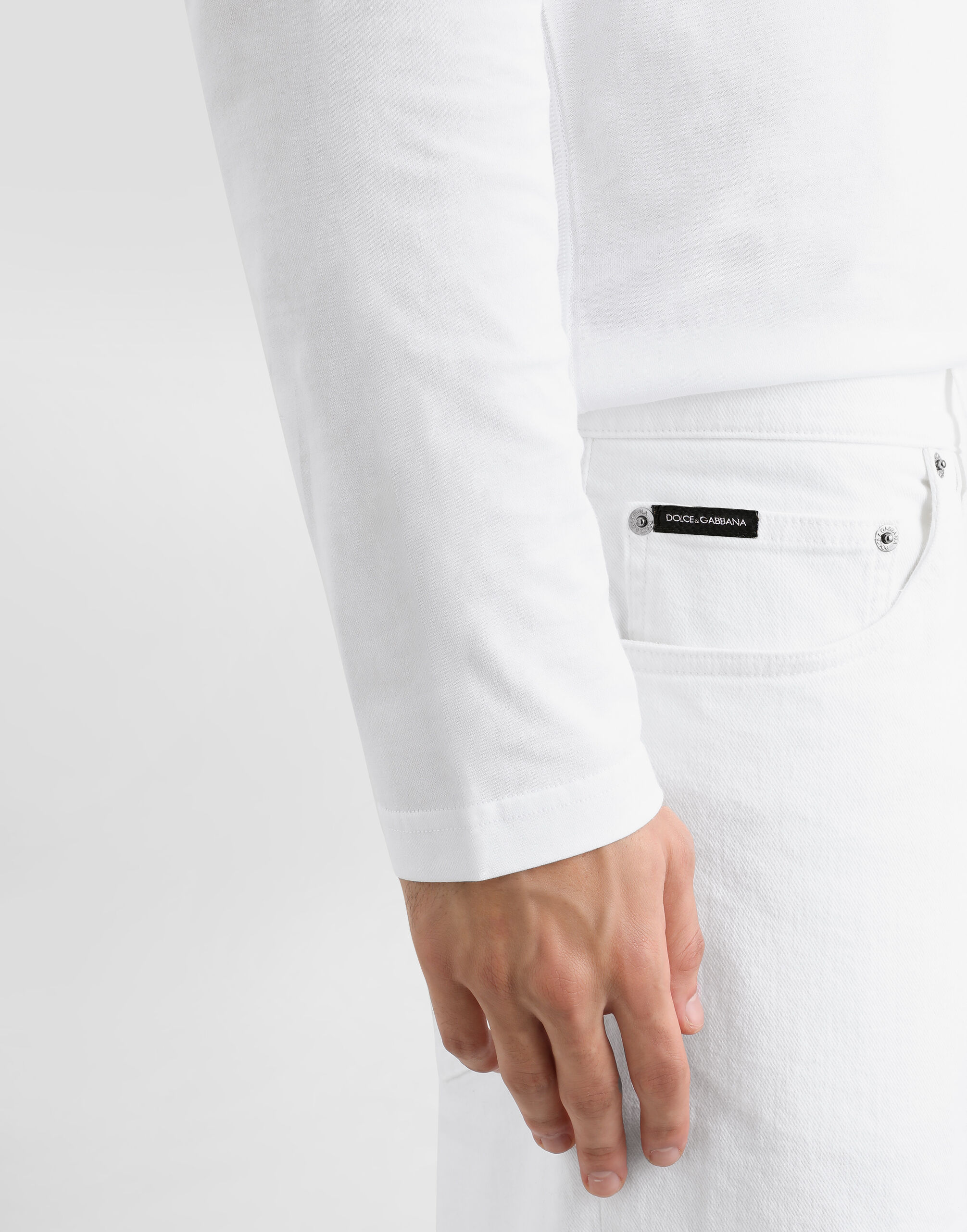 マルチカラーのメンズ White stretch denim shorts | Dolce&Gabbana®