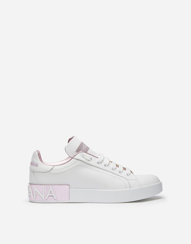 Dolce & Gabbana Sneaker Portofino in pelle di vitello nappata Bianco/Rosa CK1544AX615