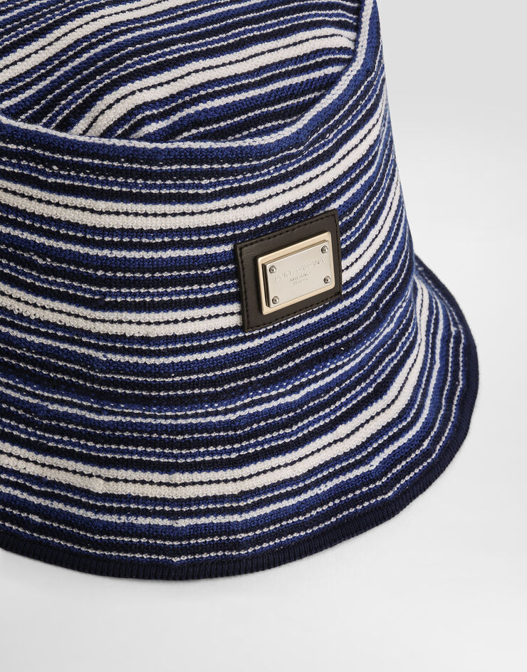 Dolce & Gabbana Cappello da pescatore in maglia con lavorazione a nido d'ape Blu LBKAG2JBCF8