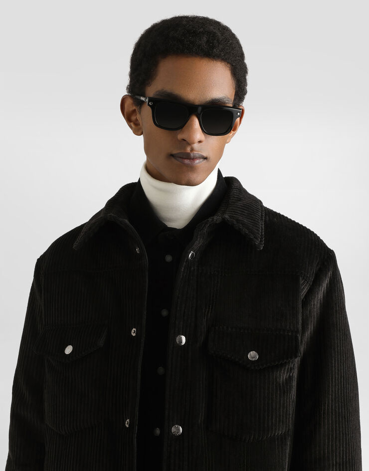 Dolce & Gabbana Camicia in velluto imbottito e trapuntato Nero G9BRETFUVFE