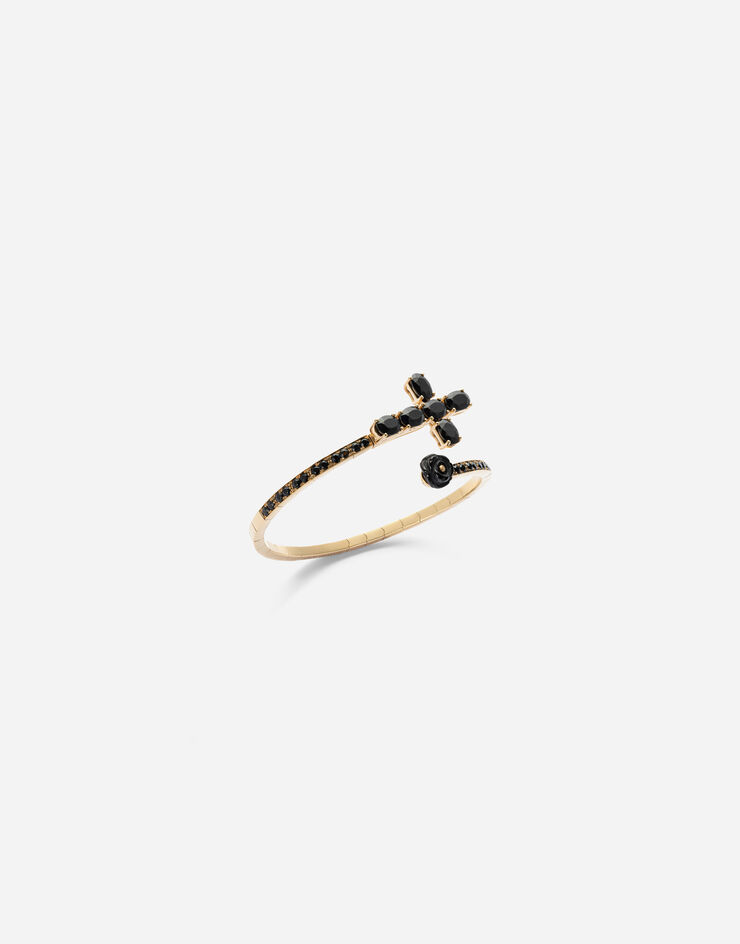 Dolce & Gabbana Family yellow gold bracelet with cross, black sapphire and jade Gold WBMF2GWSBL1