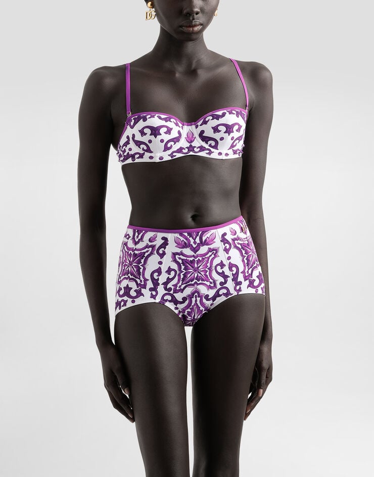Dolce & Gabbana Majolica-print padded bikini Multicolor O8A27JONO19