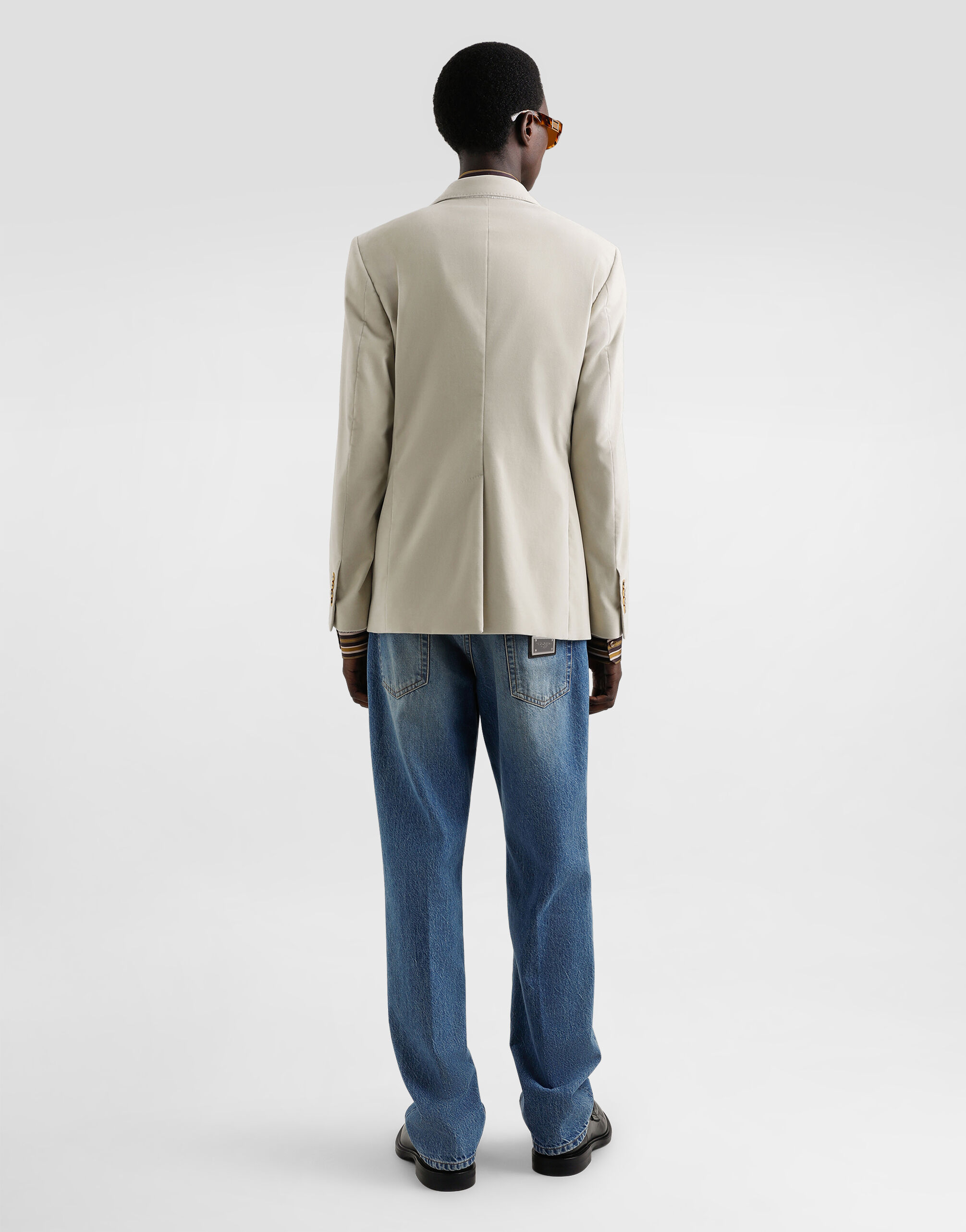 Double-breasted velvet jacket in Beige for Men | Dolce&Gabbana® US