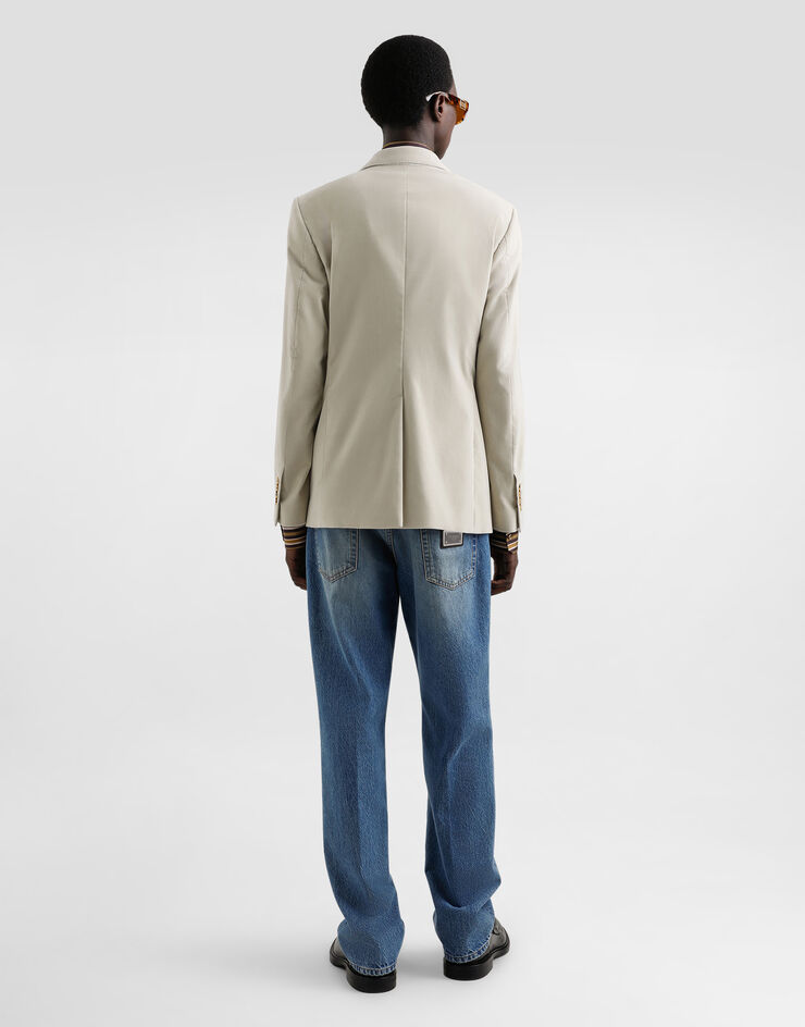 Dolce & Gabbana Chaqueta de botonadura doble en terciopelo Beige G2TV8TFUWCU