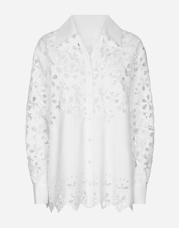 Dolce & Gabbana Oversize cotton shirt with cut-out detailing White F5S57ZGDCKN