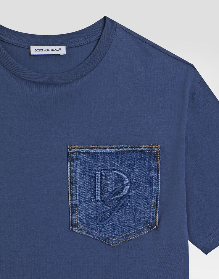 Dolce & Gabbana Camiseta de punto con bolsillo Azul L4JTIJG7O3G