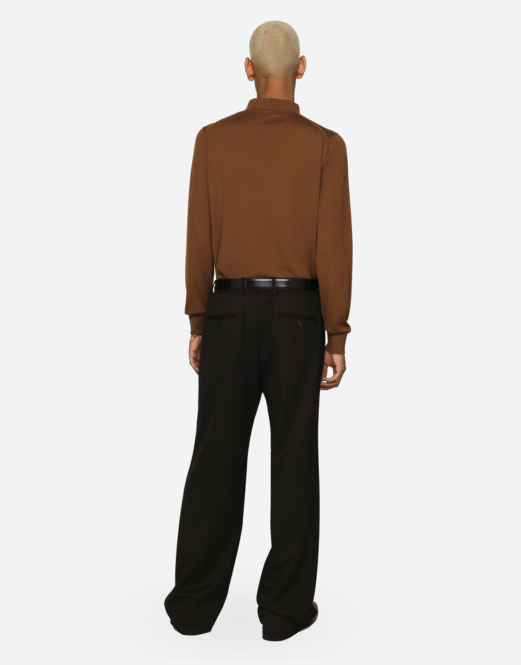 Dolce & Gabbana Pull polo en cachemire extrafin Marron GX831TJAWTY