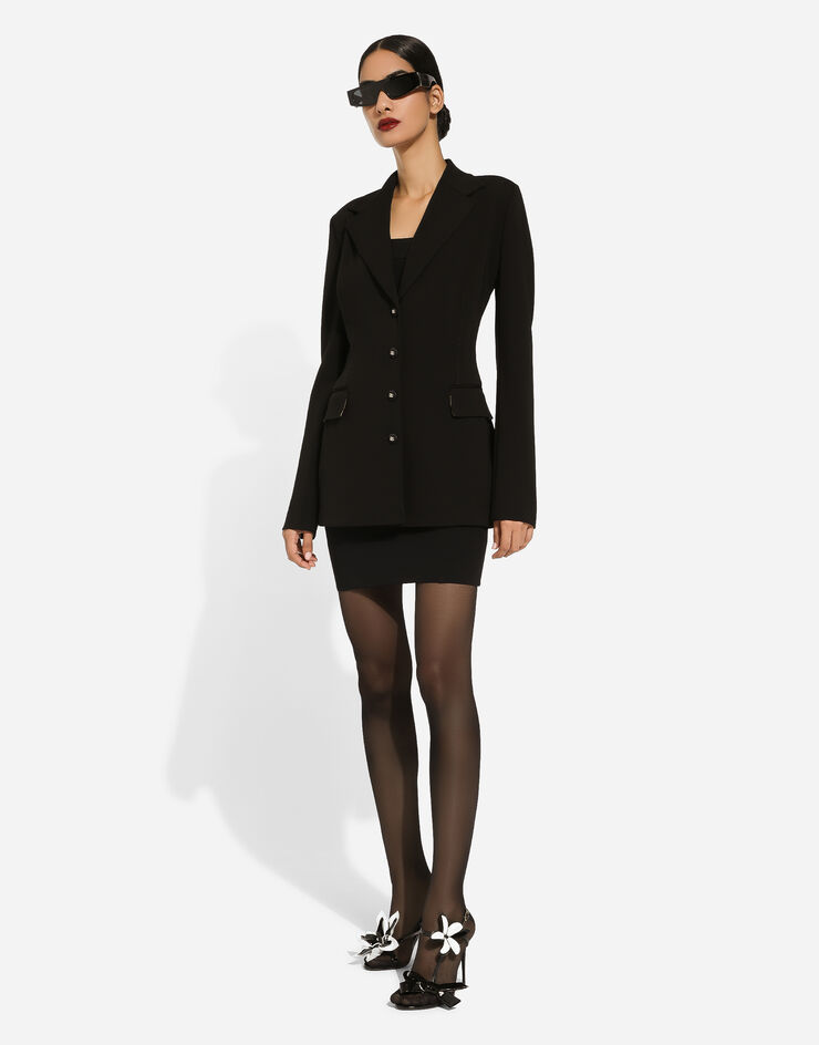 Dolce & Gabbana Veste croisée Turlington en jersey maille Milano Noir F27AATFUGN7