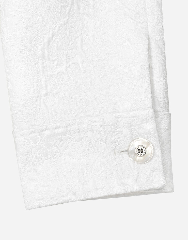 Dolce & Gabbana Abrigo corto de brocado con botonadura sencilla Blanco F0E1XTFJTBV