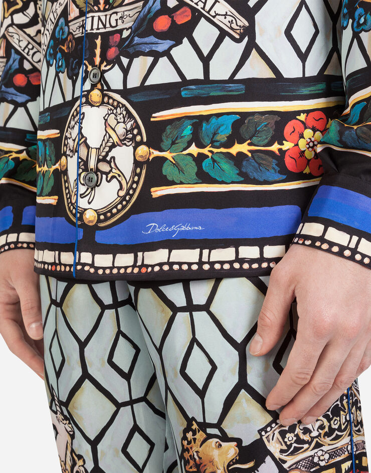 Dolce & Gabbana PYJAMA SHIRT WITH ROYAL KING PRINT MULTICOLORED G5EM2TFI1K1