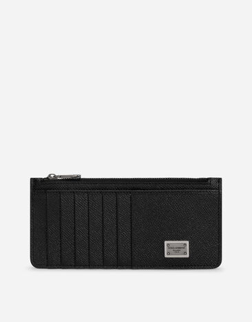 Dolce & Gabbana Porte-cartes vertical en cuir de veau avec plaquette à logo Imprimé BM2259AQ061