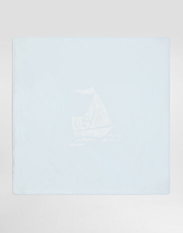 Dolce & Gabbana Jersey blanket with DG logo and sail boat design Multicolor LNJA88II7HQ