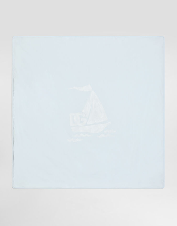 Dolce & Gabbana Jersey blanket with DG logo and sail boat design Azure LNJA88G7O1P