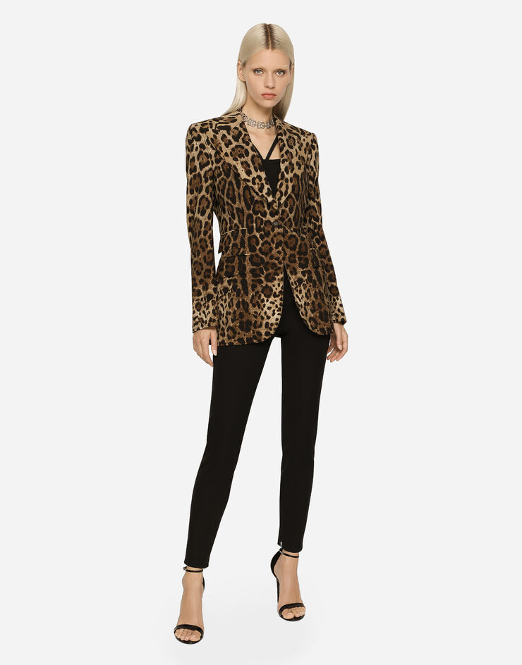 Dolce&Gabbana Veste Turlington en laine à imprimé léopard Imprimé Animalier F29DOTFSBAW