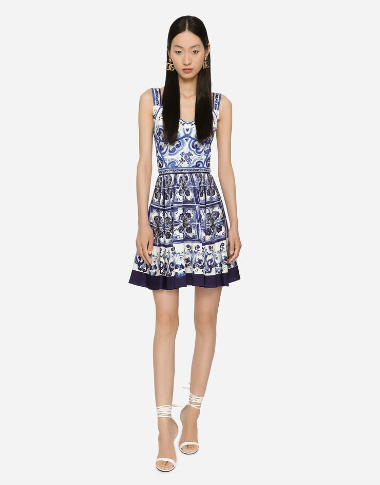Dolce & Gabbana Short majolica print dress Multicolor F6VK2THPADW