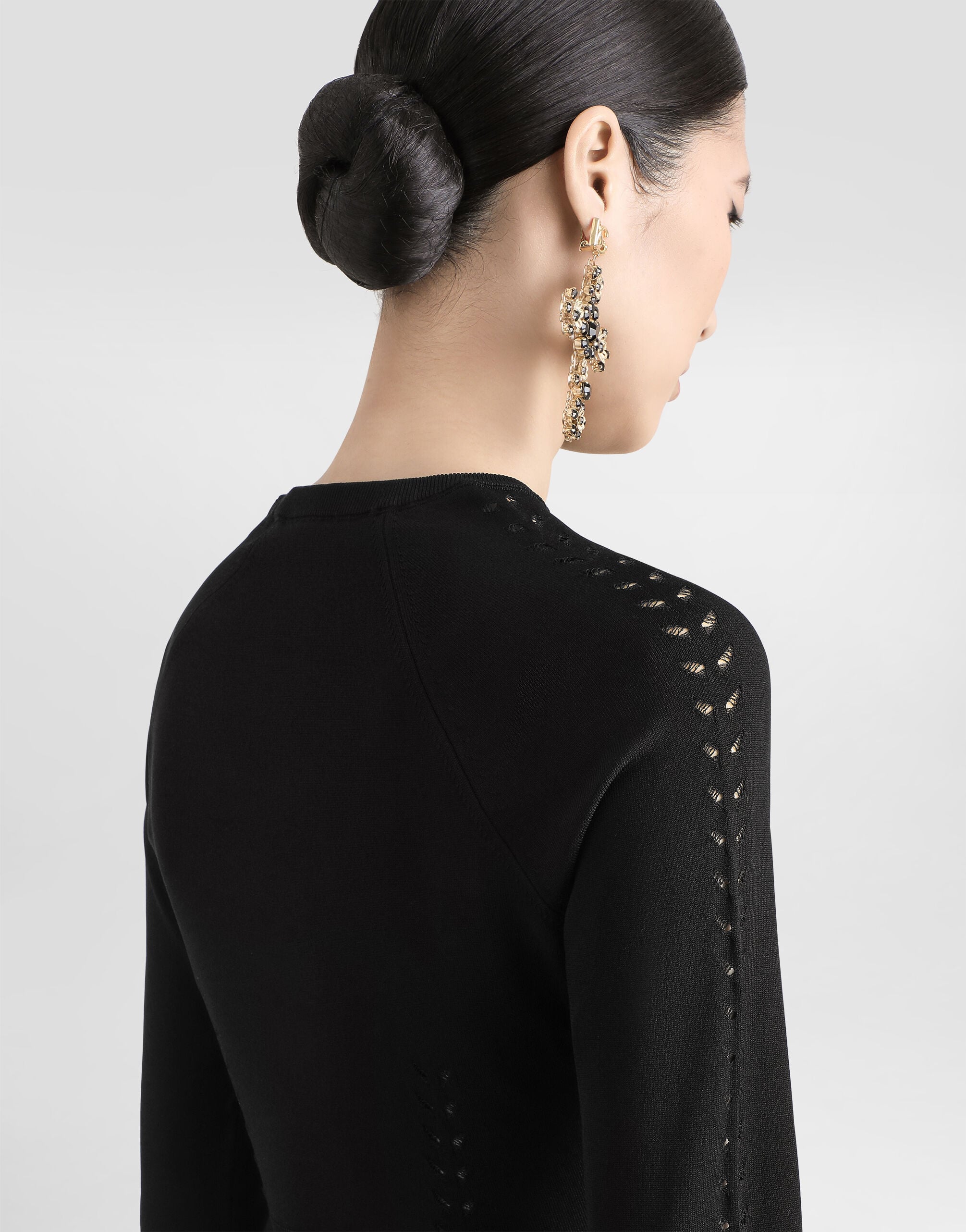 Cropped viscose sweater in Black for Women | Dolce&Gabbana® US