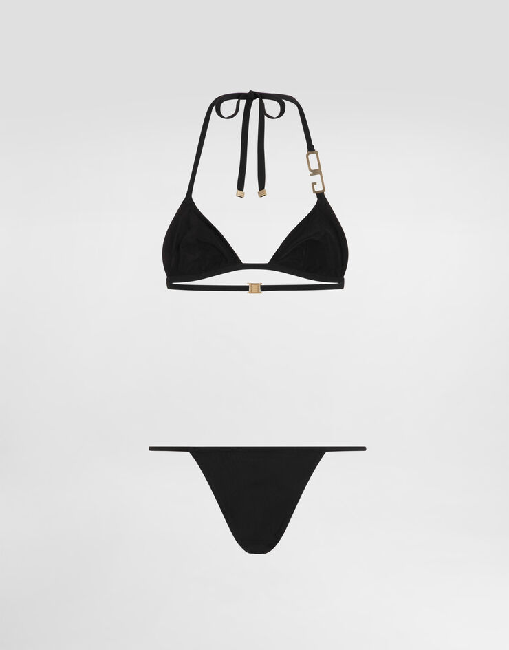 Dolce & Gabbana Triangle bikini with DG logo Black O8B37JFUGA2