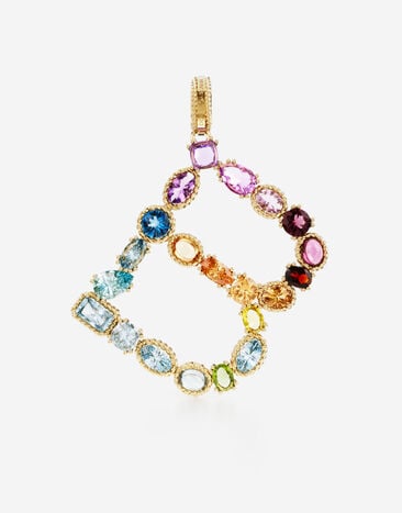 Dolce & Gabbana Подвеска в форме буквы B Rainbow alphabet из желтого золота 18 карат с разноцветными камнями ЗОЛОТОЙ WANR1GWMIXA