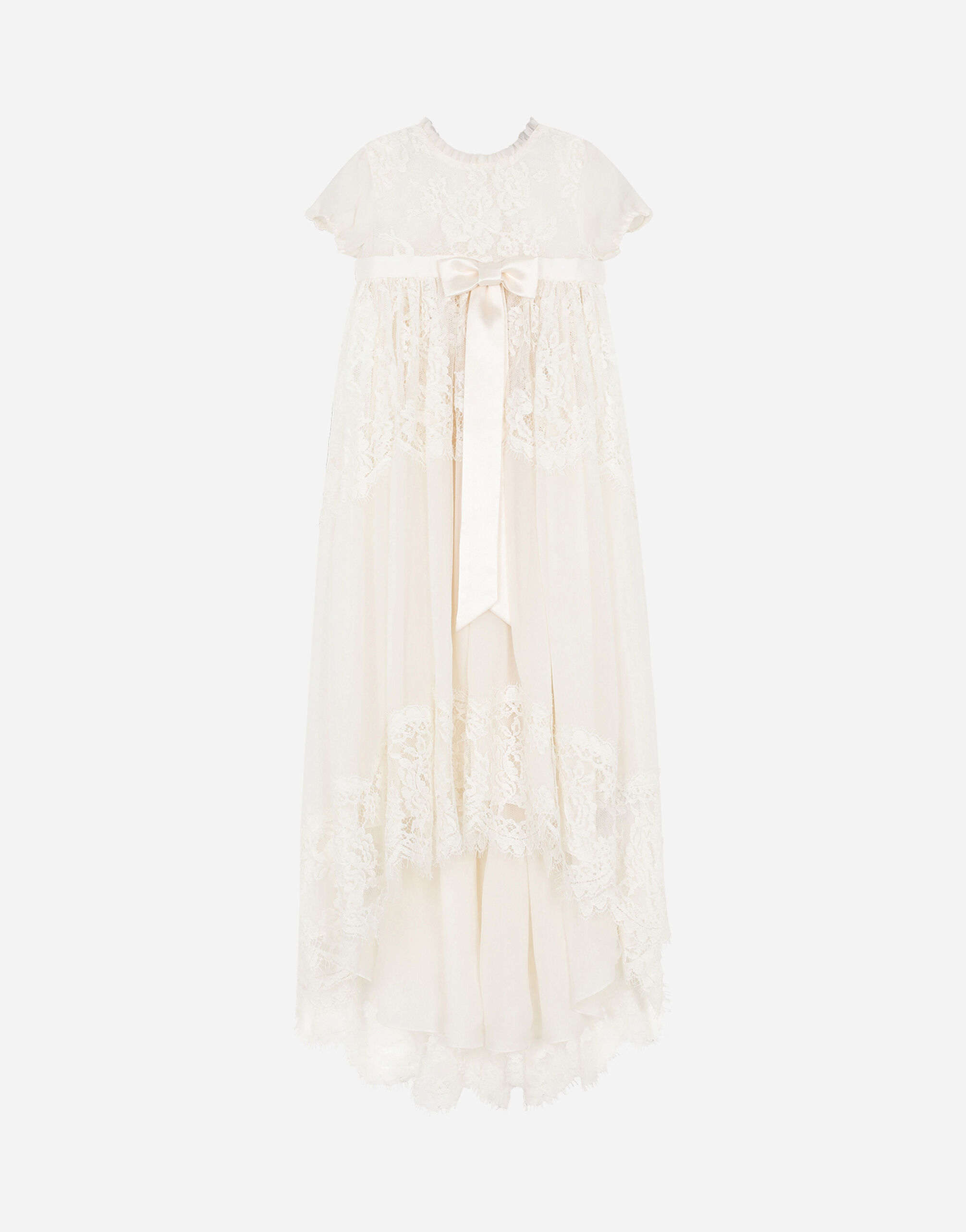 Dolce Gabbana Long silk chiffon and lace dress male WHITE
