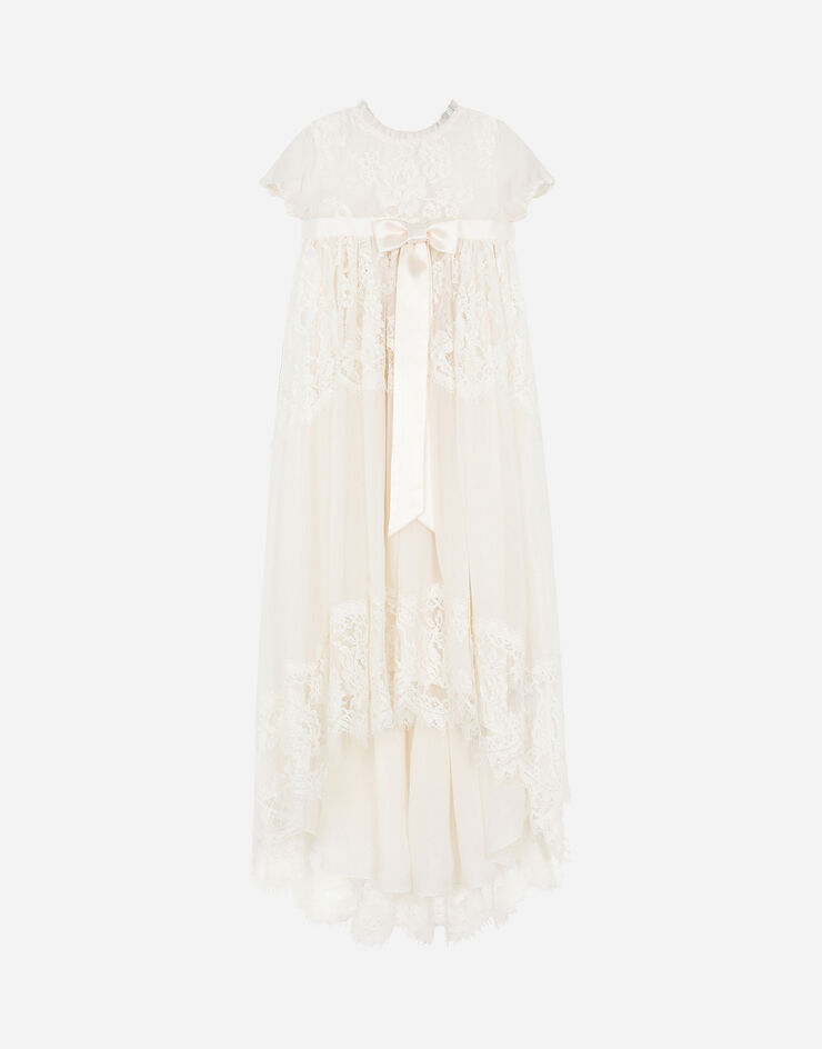 Dolce & Gabbana ロングドレス シルクシフォン レース ホワイト L0EGC7FU1AT