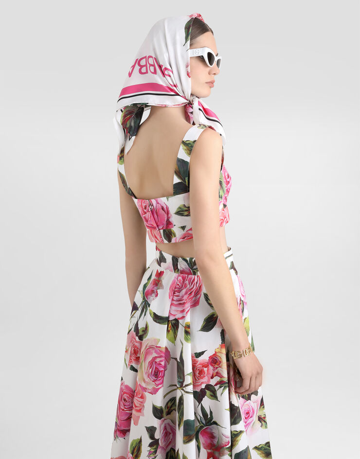 Dolce & Gabbana Cotton bralette top with rose print Print F7U70THS5S4