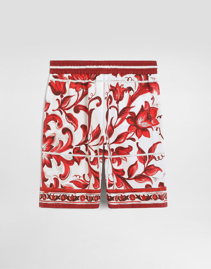 Dolce & Gabbana Bermudas en popelina con estampado de mayólica Multicolor L44Q21FI5OI