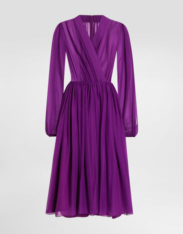 Dolce & Gabbana クロス パターン シフォン ドレス Purple F6CNUTFU1AT