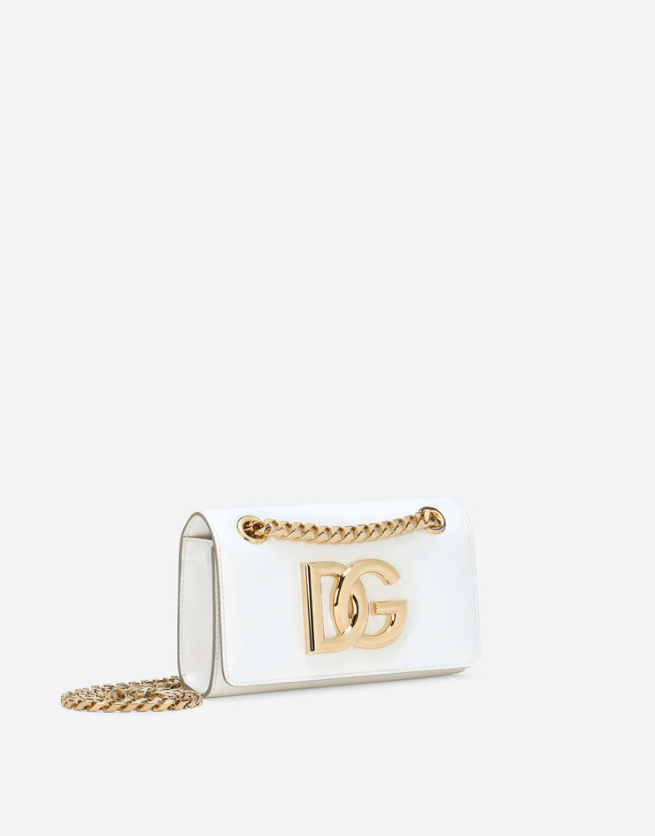 Dolce & Gabbana Phone Bag 3.5 aus glänzendem Kalbsleder Weiss BI3152A1037