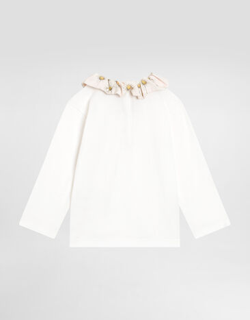 Dolce & Gabbana Jerseyt-shirt with flower print and DG logo White L2JTPLG7PJJ