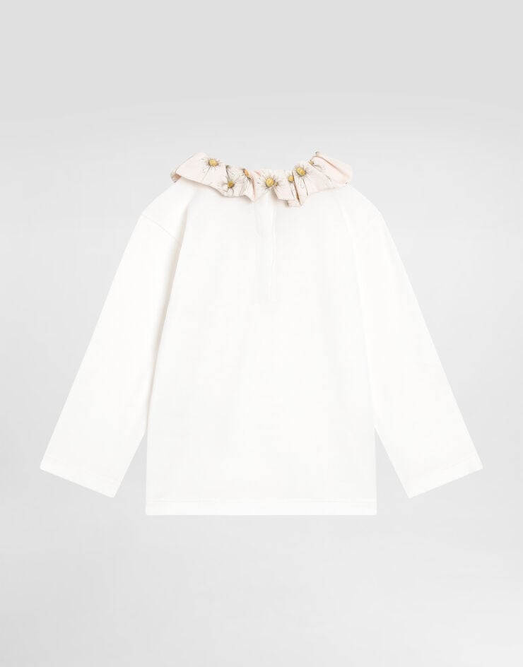 Dolce & Gabbana Jerseyt-shirt with flower print and DG logo White L2JTPLG7PJJ