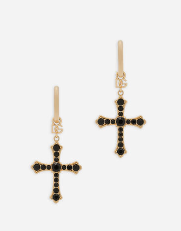 Dolce & Gabbana Creole earrings with rhinestone crosses Gold WEQ6M5W1111