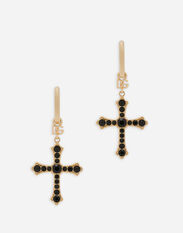 Dolce&Gabbana Creole earrings with rhinestone crosses Brown FS215AGDBY0