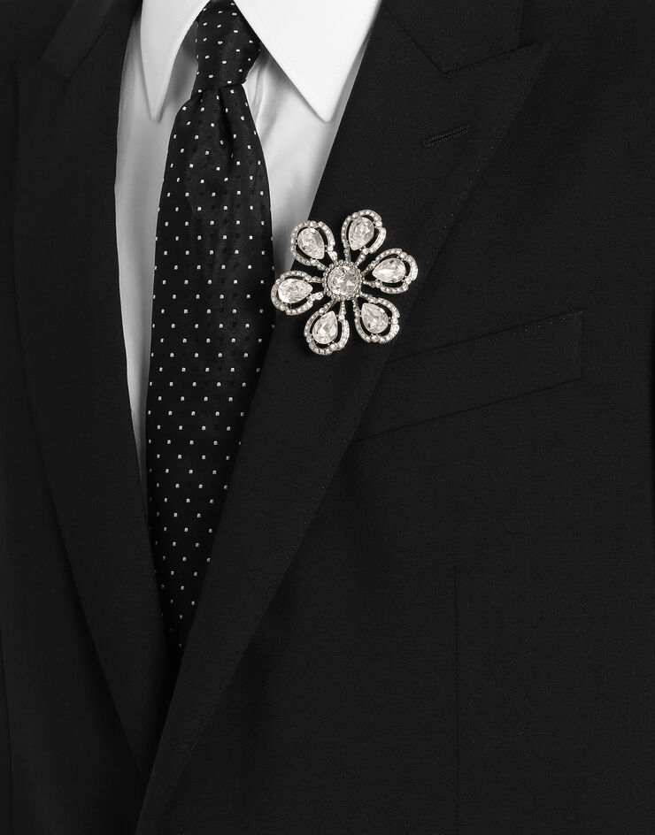 Dolce & Gabbana Sartoria floral brooch with rhinestones Silver WPS1F9W1111