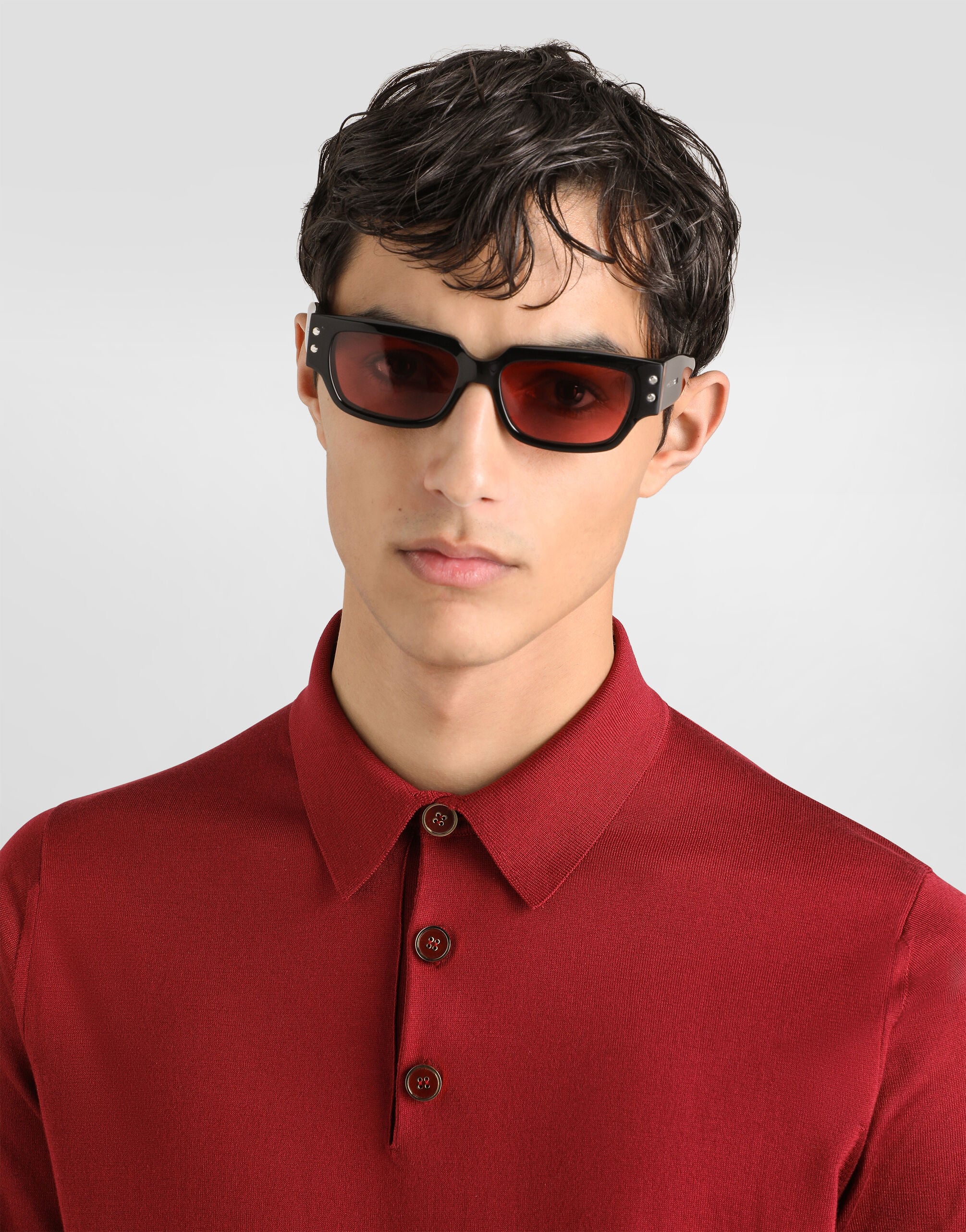 Bordeauxのメンズ スムース シルク ポロシャツ | Dolce&Gabbana®